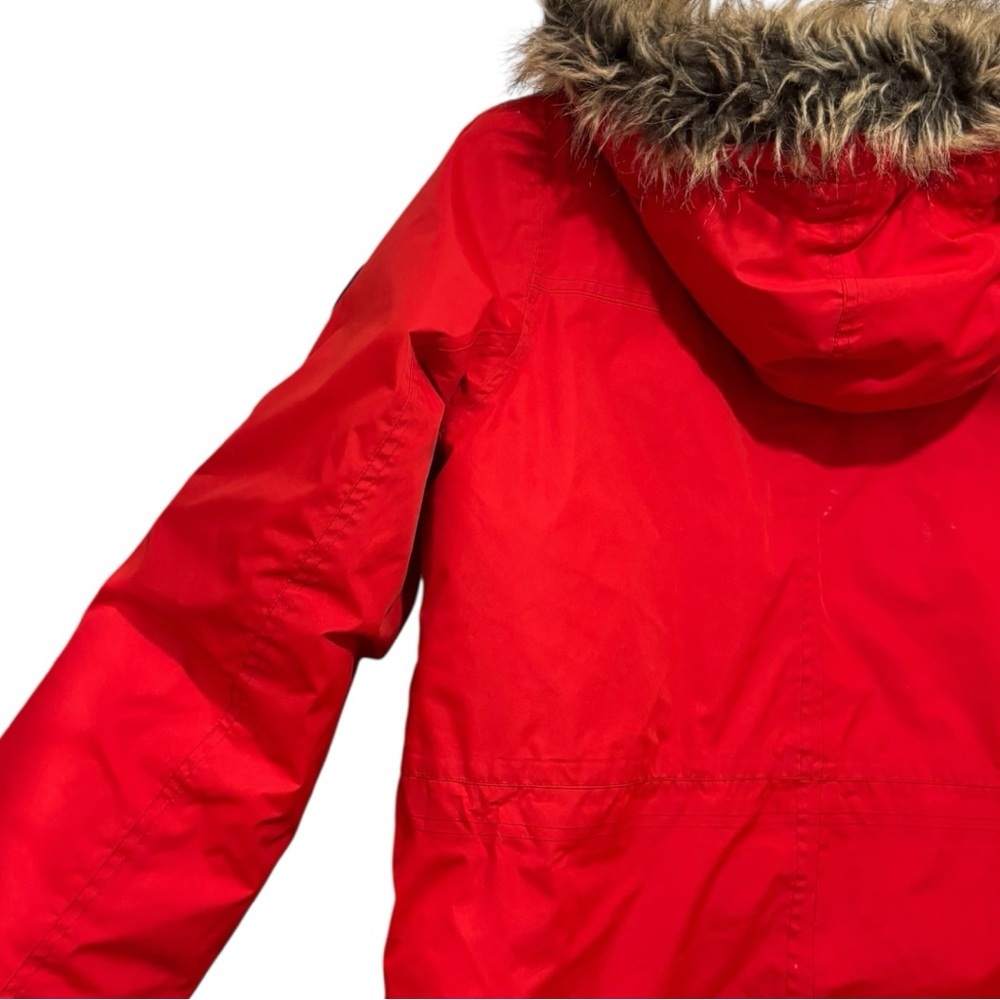 LANDS END Boys’ Expedition Parka Red Down Puffer Jacket with Fur Hood Size XXL - Picture 10 of 13